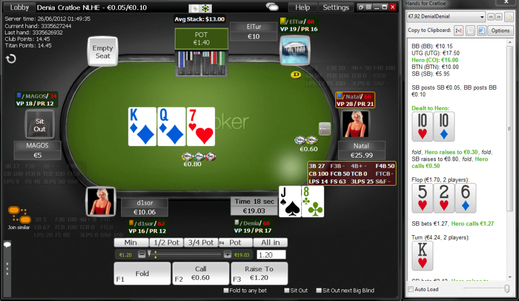 screenshot of Poker Tracker software