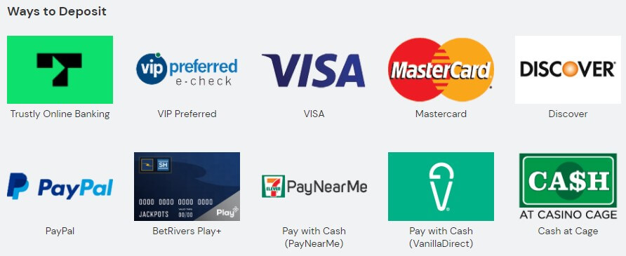 Betrivers payment methods